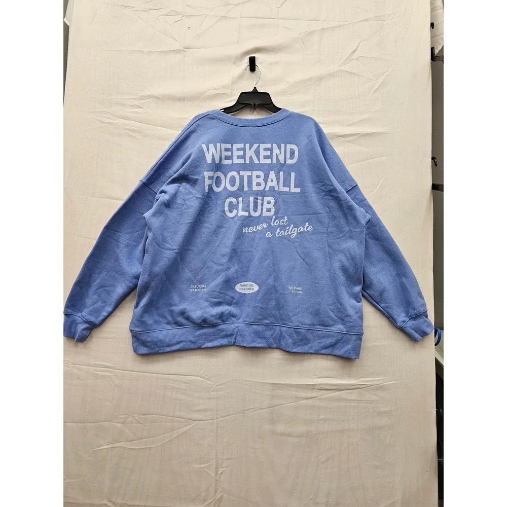 Wild Fable Weekend Football Club Blue Oversized Sweatshirt XXL‎ NWT 331114740 - Picture 2 of 7